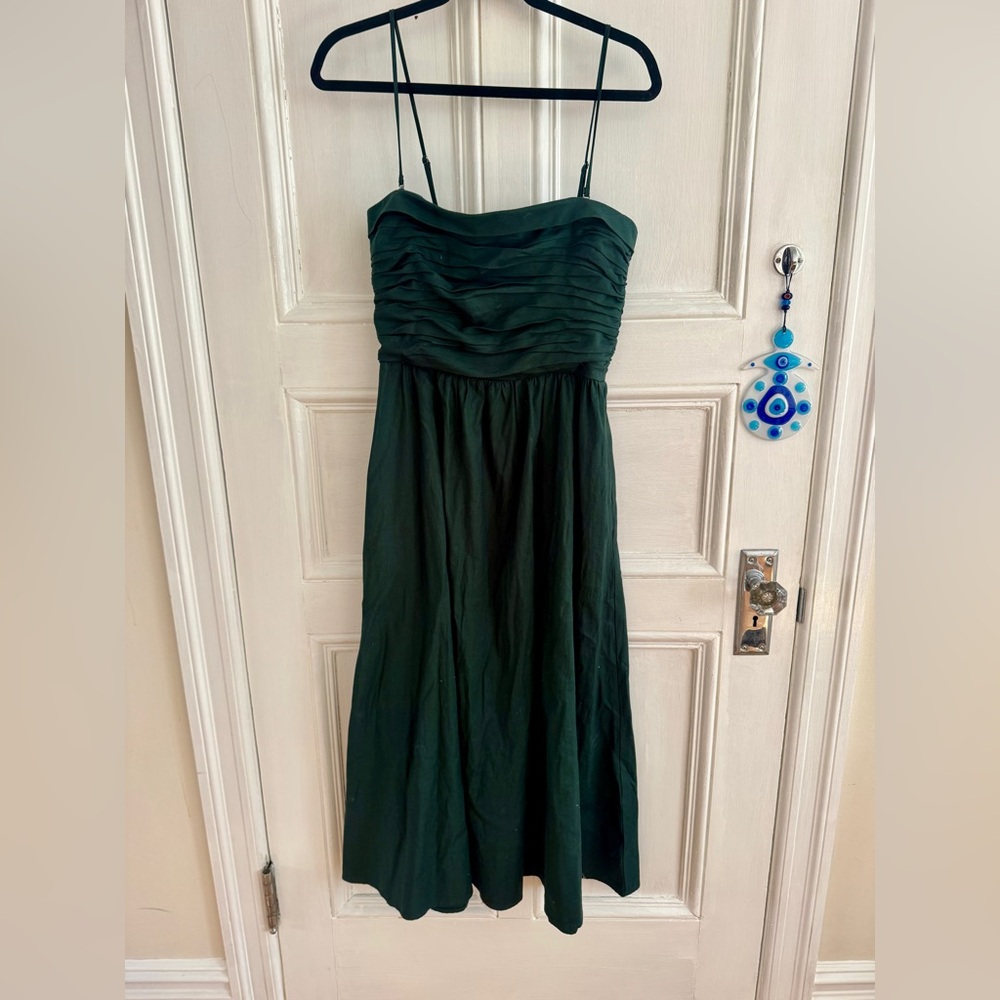 Reformation Lissa cotton poplin midi dress dark green - Picture 3 of 3